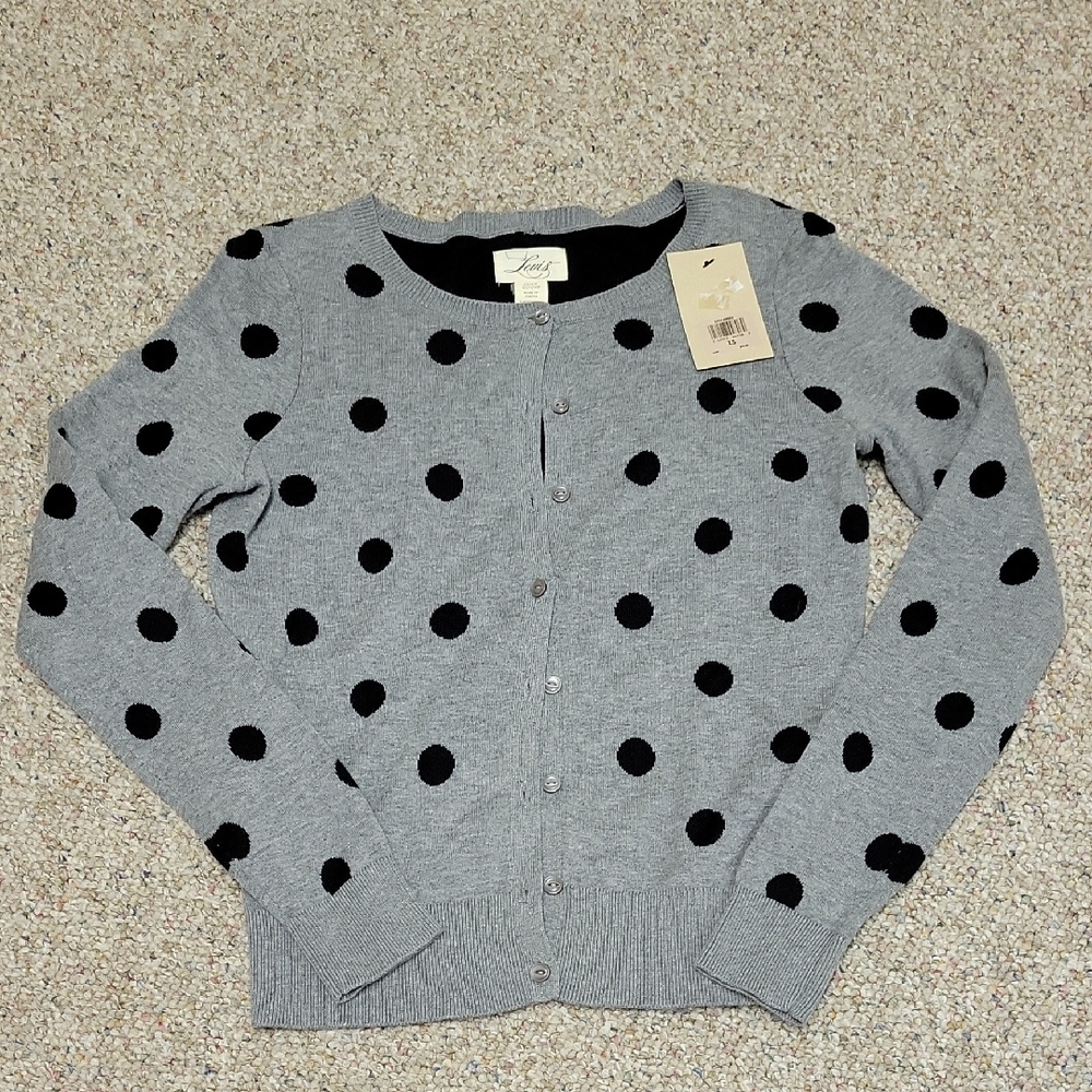 Levi's Gray Polka Dot Cardigan Sweater XS New school casual rockabilly
